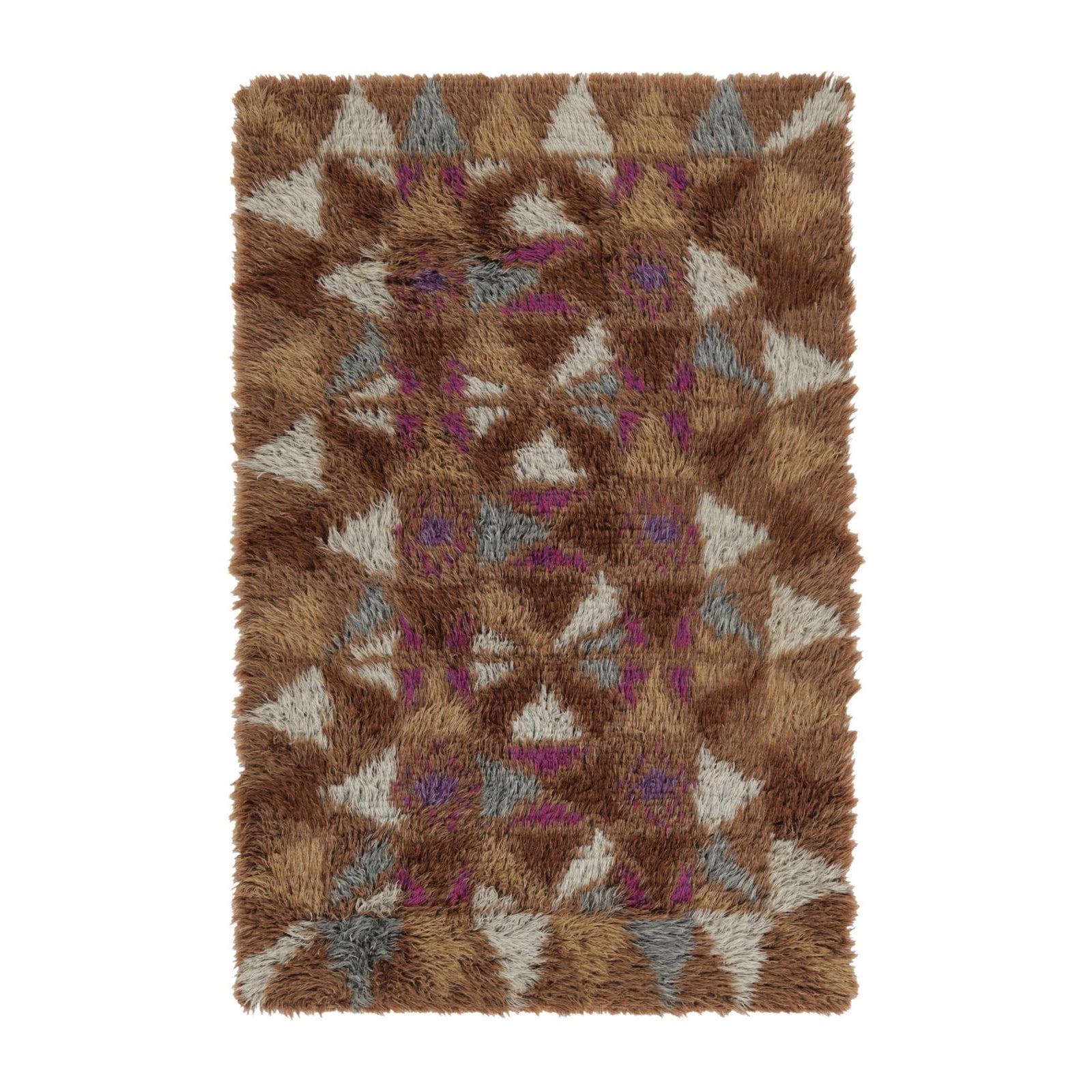 Vintage Swedish Rya Rug, Bold Scandinavian Geometric Pattern - Rug & Kilim