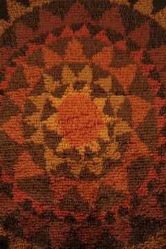 Vintage Swedish Rya Rug, Brown and Rust Scandinavian Medallion - Rug & Kilim