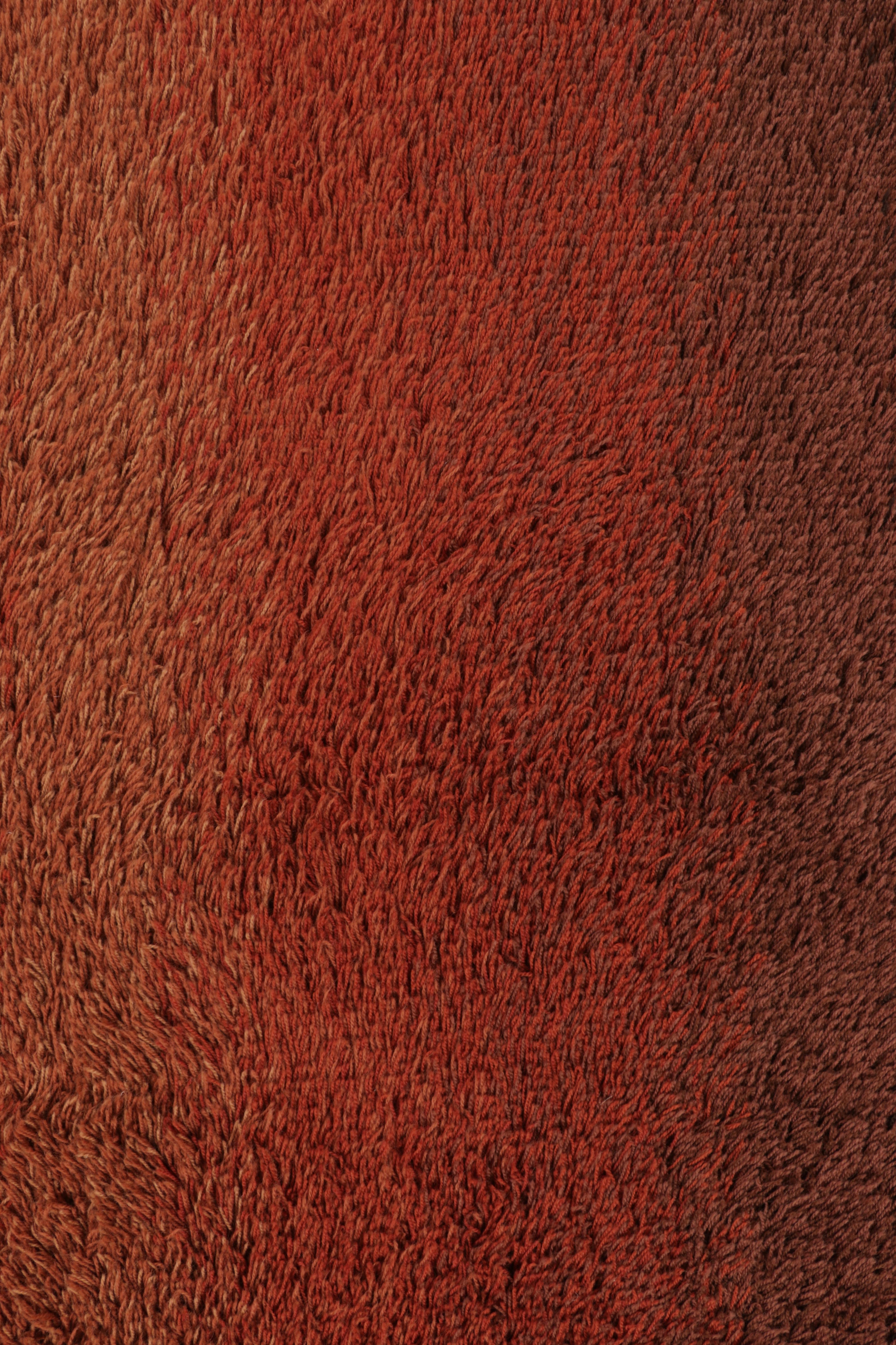 Suédois Vintage Swedish Rya Rug, Brown and Rust Solid Scandinavian - Rug & Kilim en vente