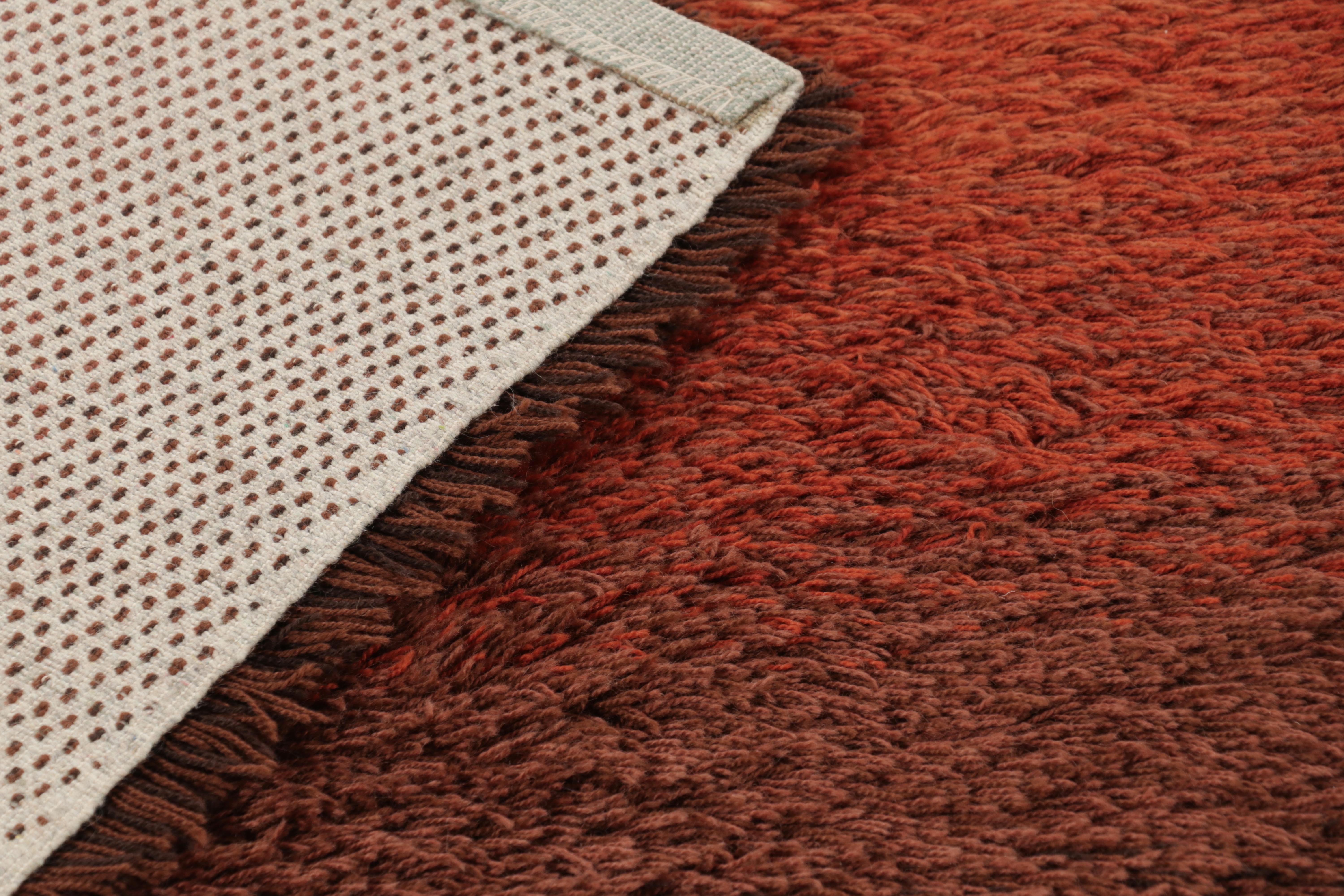 Milieu du XXe siècle Vintage Swedish Rya Rug, Brown and Rust Solid Scandinavian - Rug & Kilim en vente