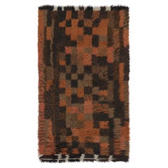 Tapis Rya suédois vintage, tons bruns avec damier abstrait - Rug
Kilim