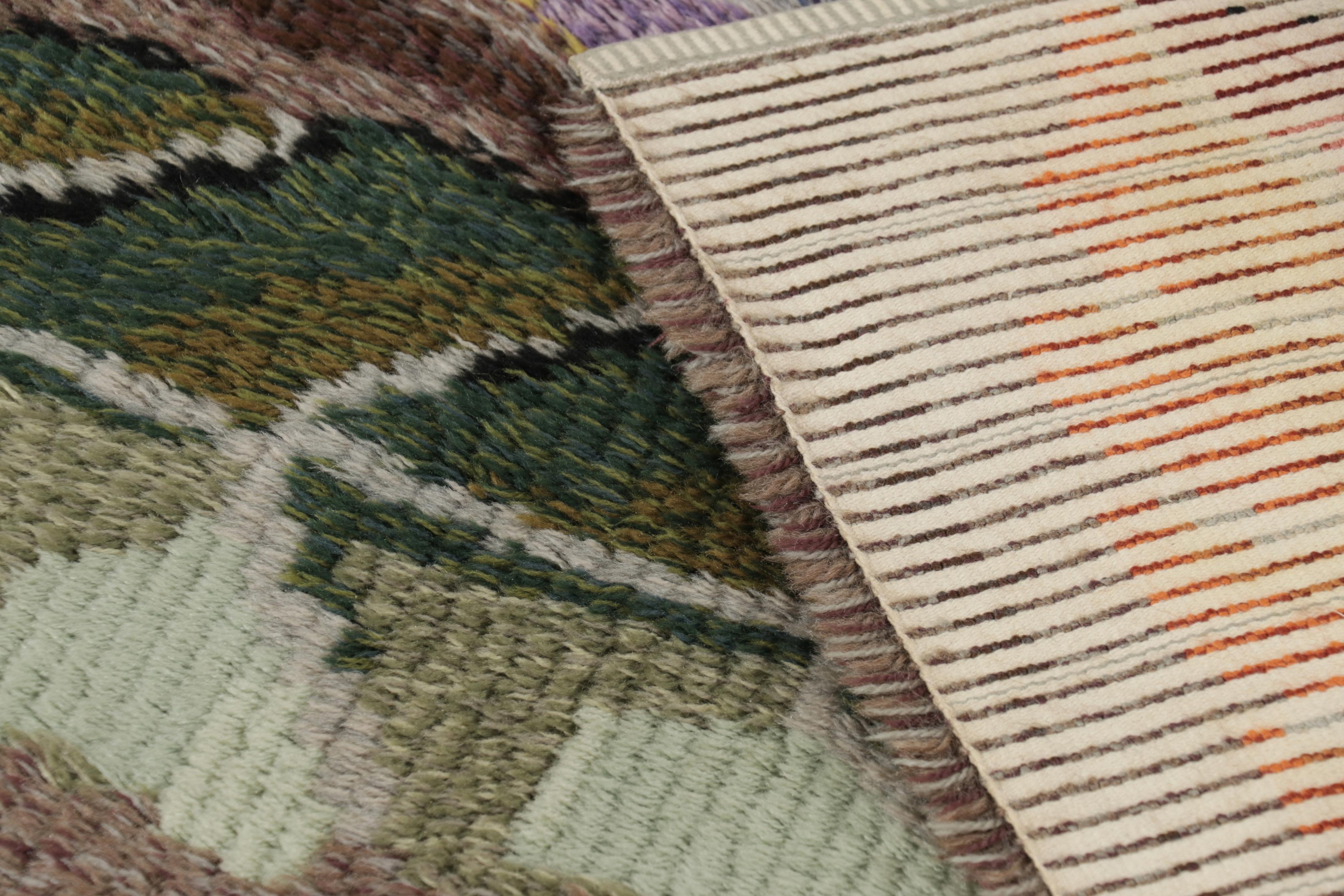 Lana Tappeto Rya svedese vintage, marrone con fiori scandinavi a foglie - Rug & Kilim in vendita