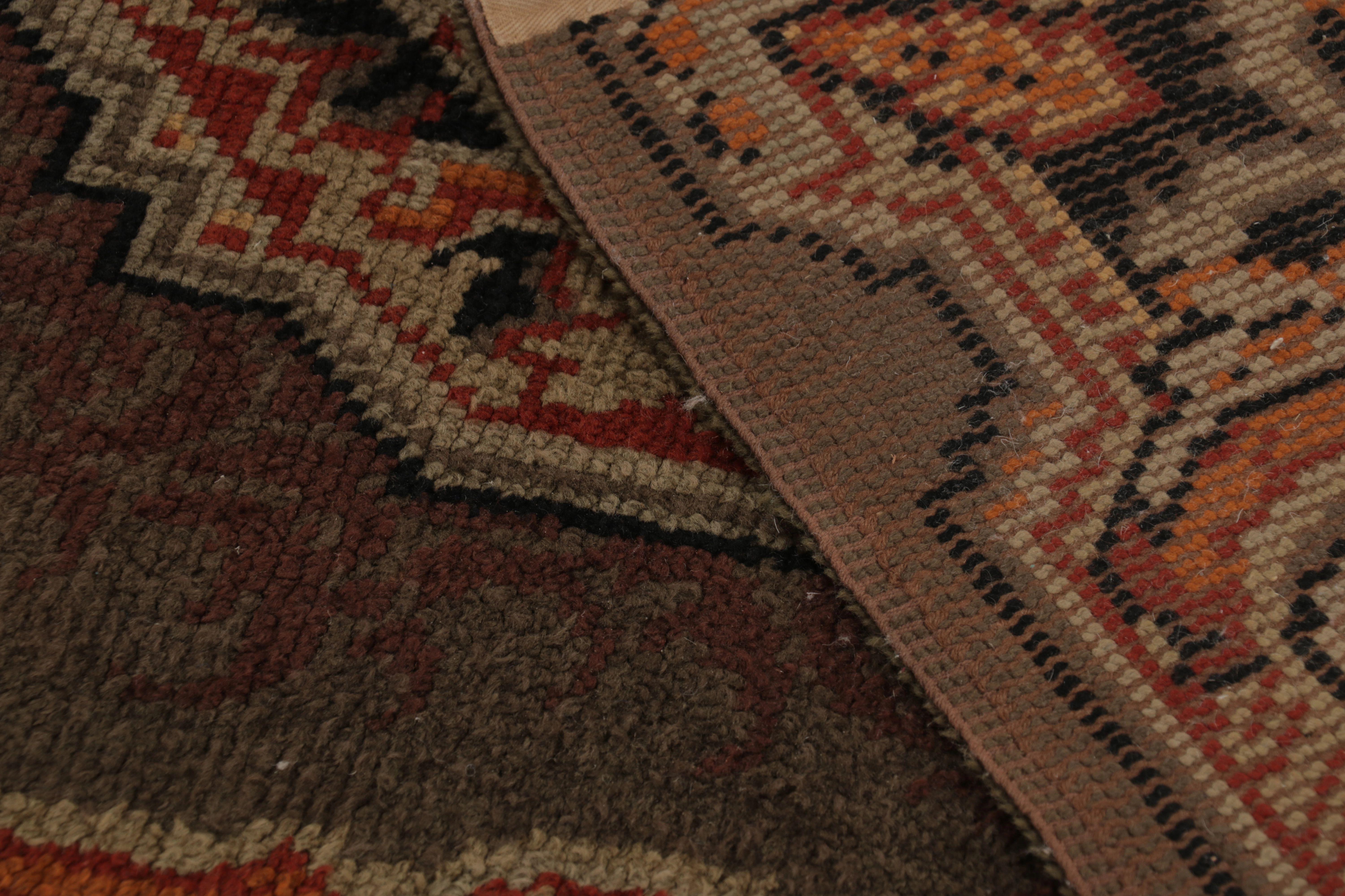 Schwedischer Vintage Rya Teppich, braun mit aufwendigem geometrischem Medaillon - Rug & Kilim im Angebot 2