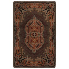 Tapis Rya suédois vintage, marron avec médaillon géométrique élaboré - Rug
Kilim