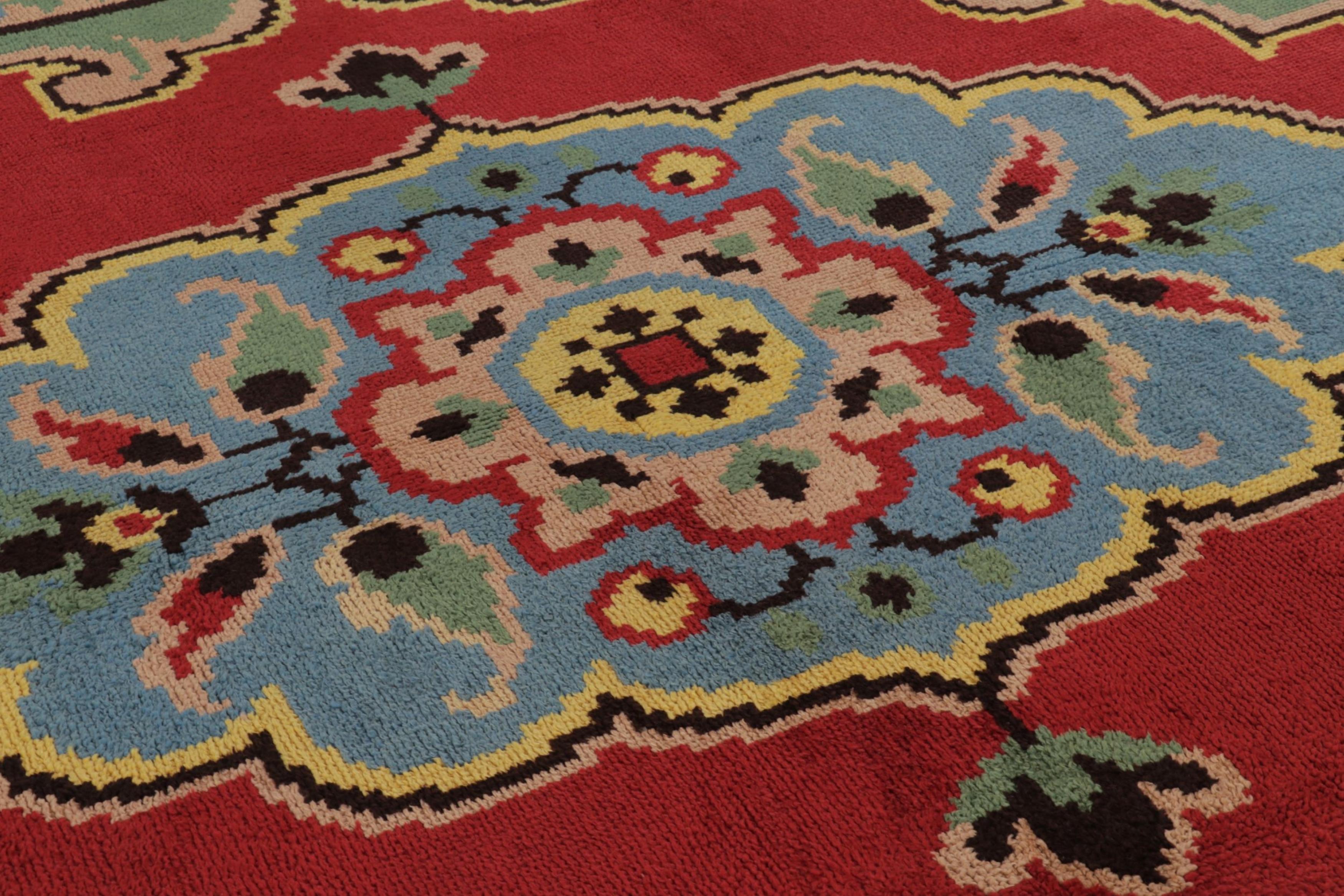 Vintage Swedish Rya Rug, Buntes skandinavisches Blumenmedaillon - Rug & Kilim (Skandinavische Moderne) im Angebot