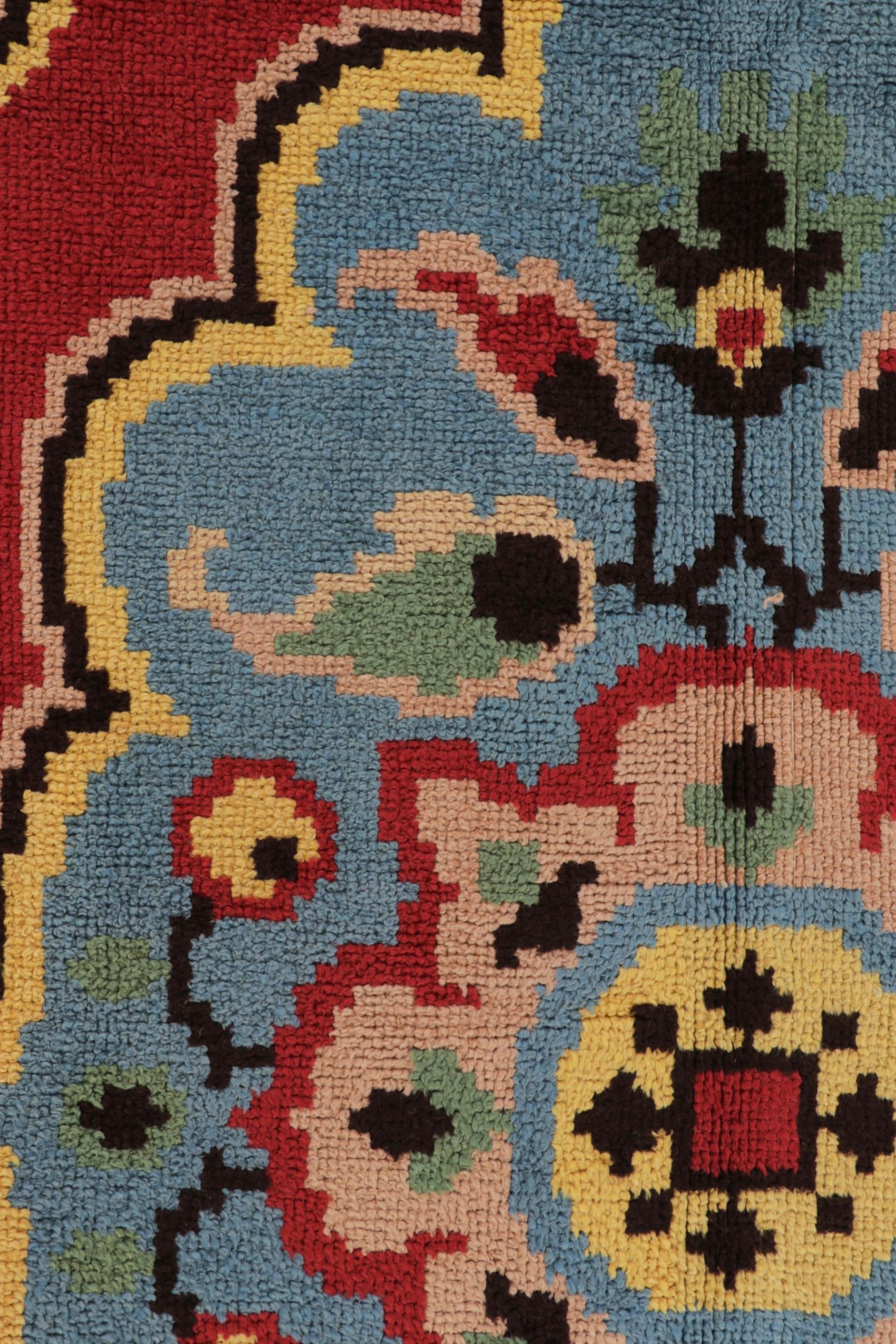 Vintage Swedish Rya Rug, Buntes skandinavisches Blumenmedaillon - Rug & Kilim (Handgeknüpft) im Angebot