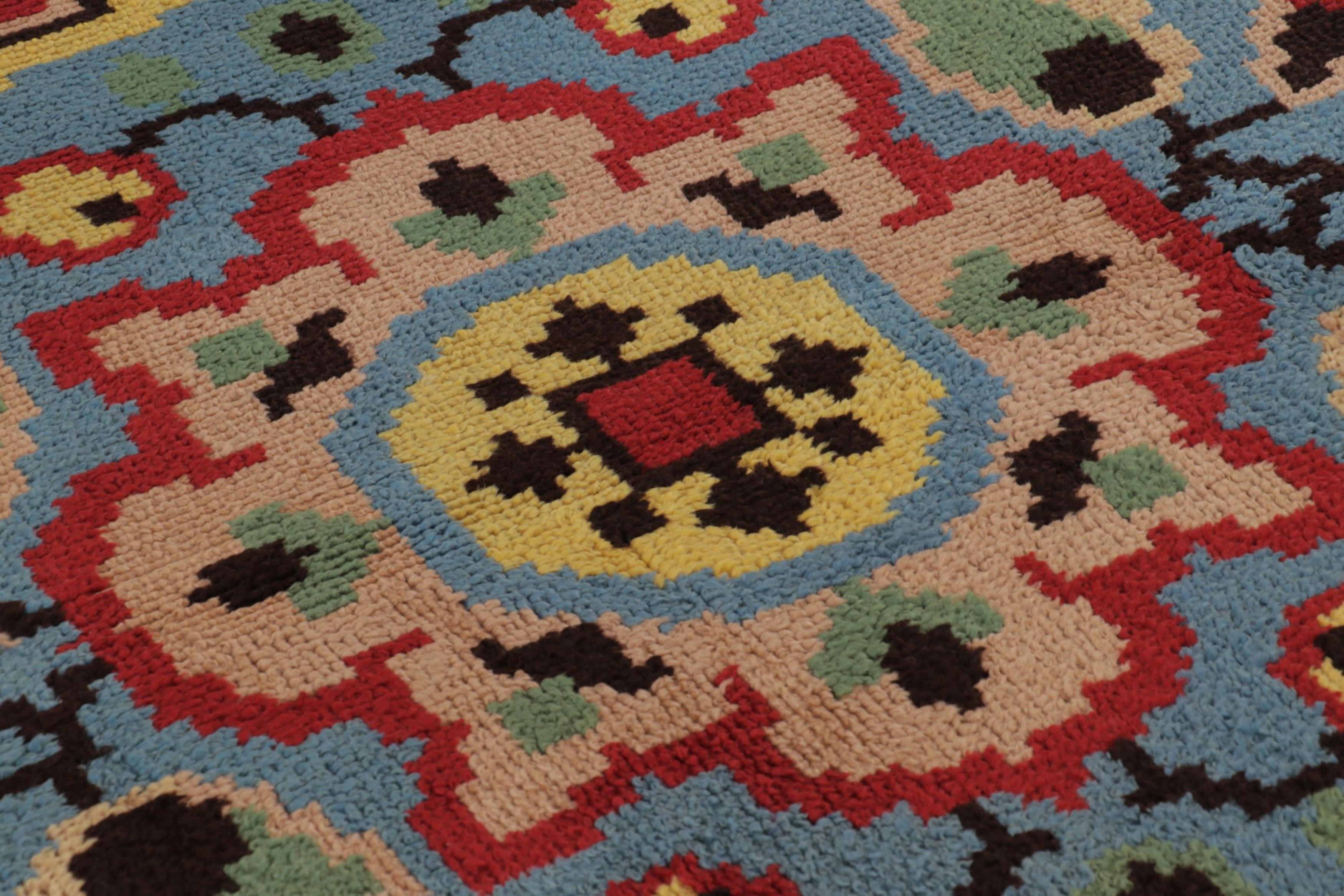 Vintage Swedish Rya Rug, Buntes skandinavisches Blumenmedaillon - Rug & Kilim im Zustand „Gut“ im Angebot in Long Island City, NY