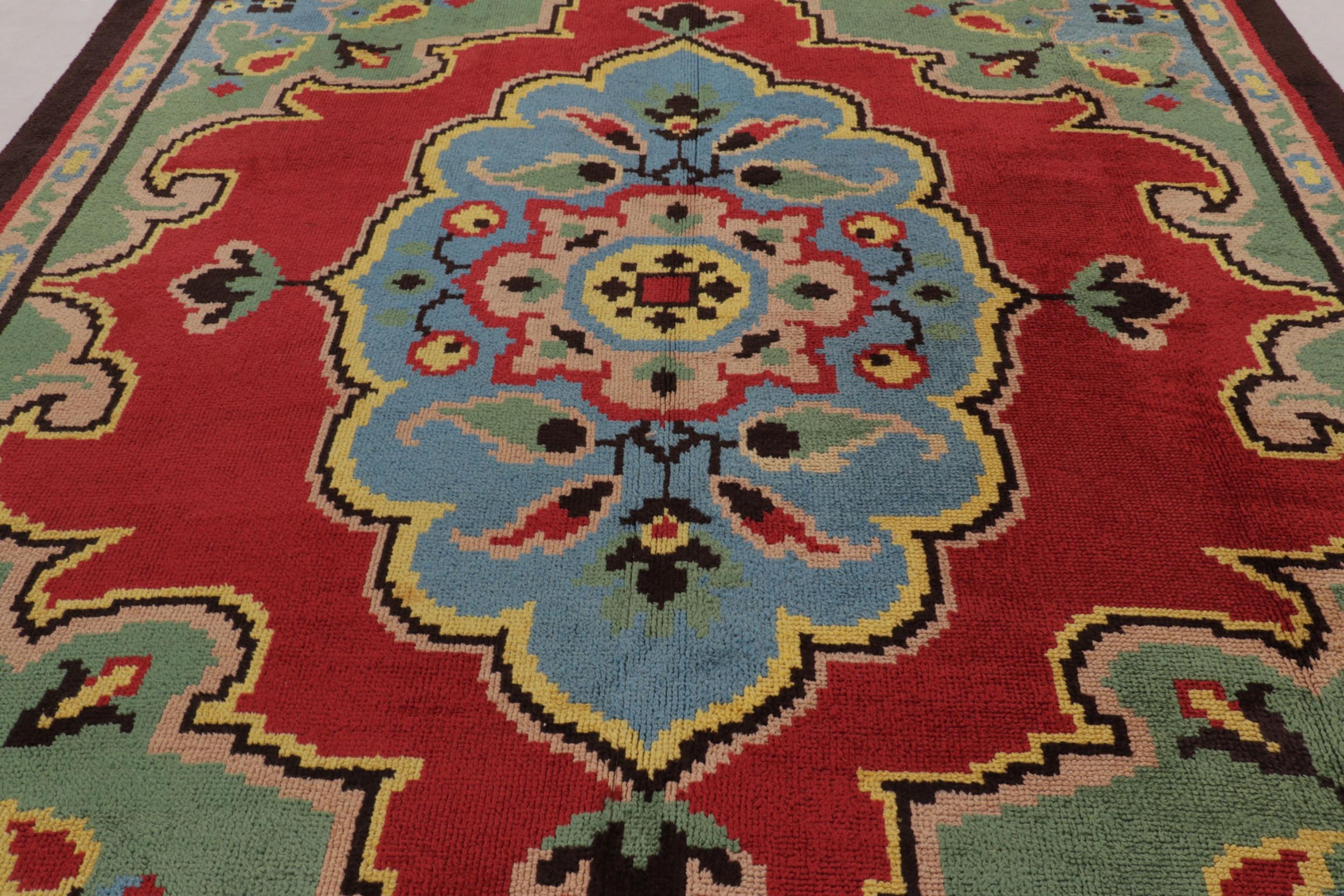 Vintage Swedish Rya Rug, Buntes skandinavisches Blumenmedaillon - Rug & Kilim (Mitte des 20. Jahrhunderts) im Angebot