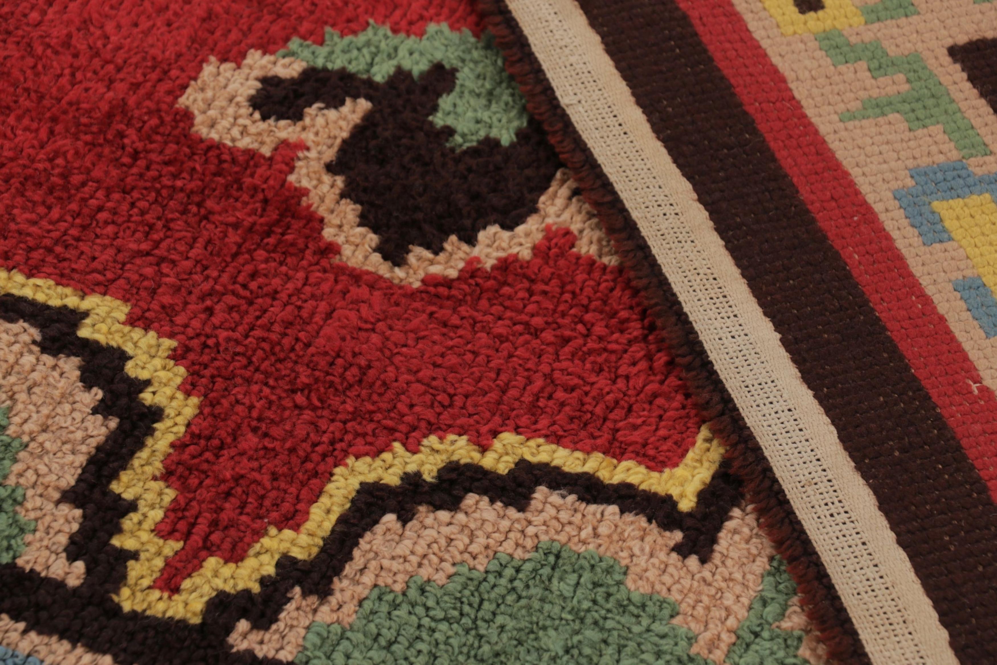 Vintage Swedish Rya Rug, Buntes skandinavisches Blumenmedaillon - Rug & Kilim (Wolle) im Angebot