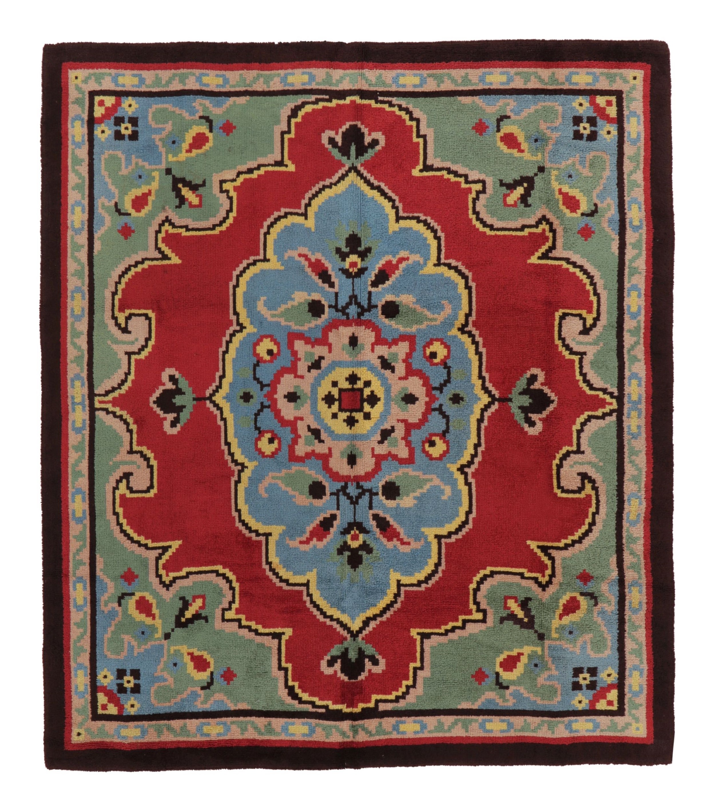 Vintage Swedish Rya Rug, Buntes skandinavisches Blumenmedaillon - Rug 
Kilim