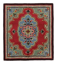 Vintage Swedish Rya Rug, Buntes skandinavisches Blumenmedaillon - Rug 
Kilim