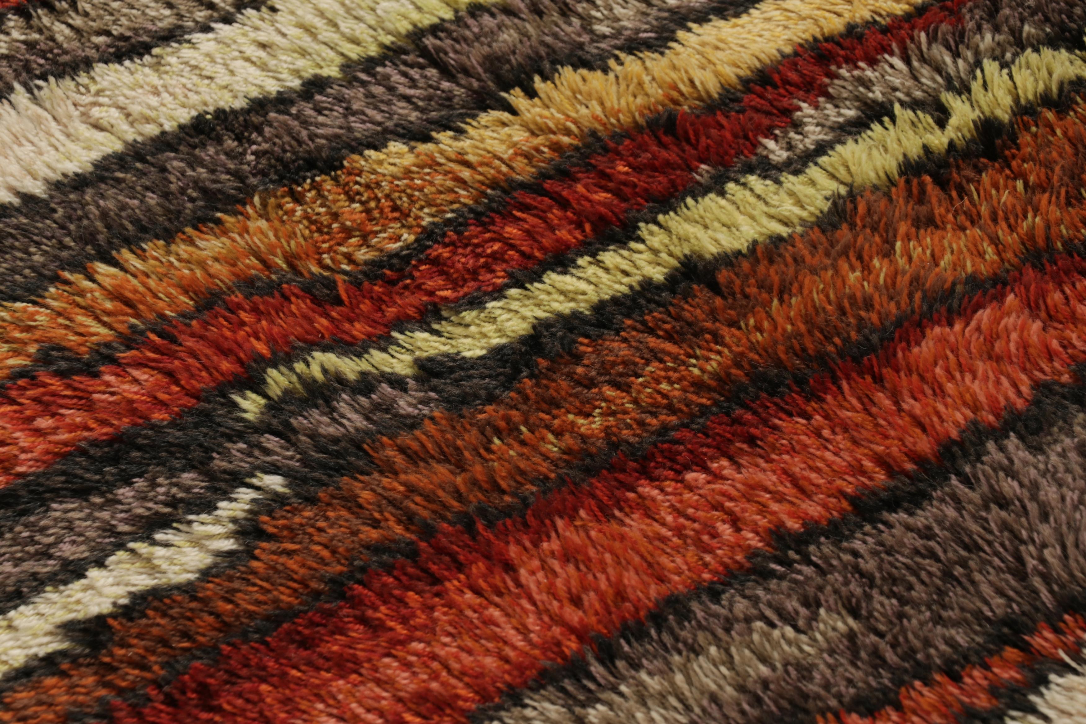 Vintage Swedish Rya Rug, Bunte skandinavische geometrische Muster - Rug & Kilim (Schwedisch) im Angebot