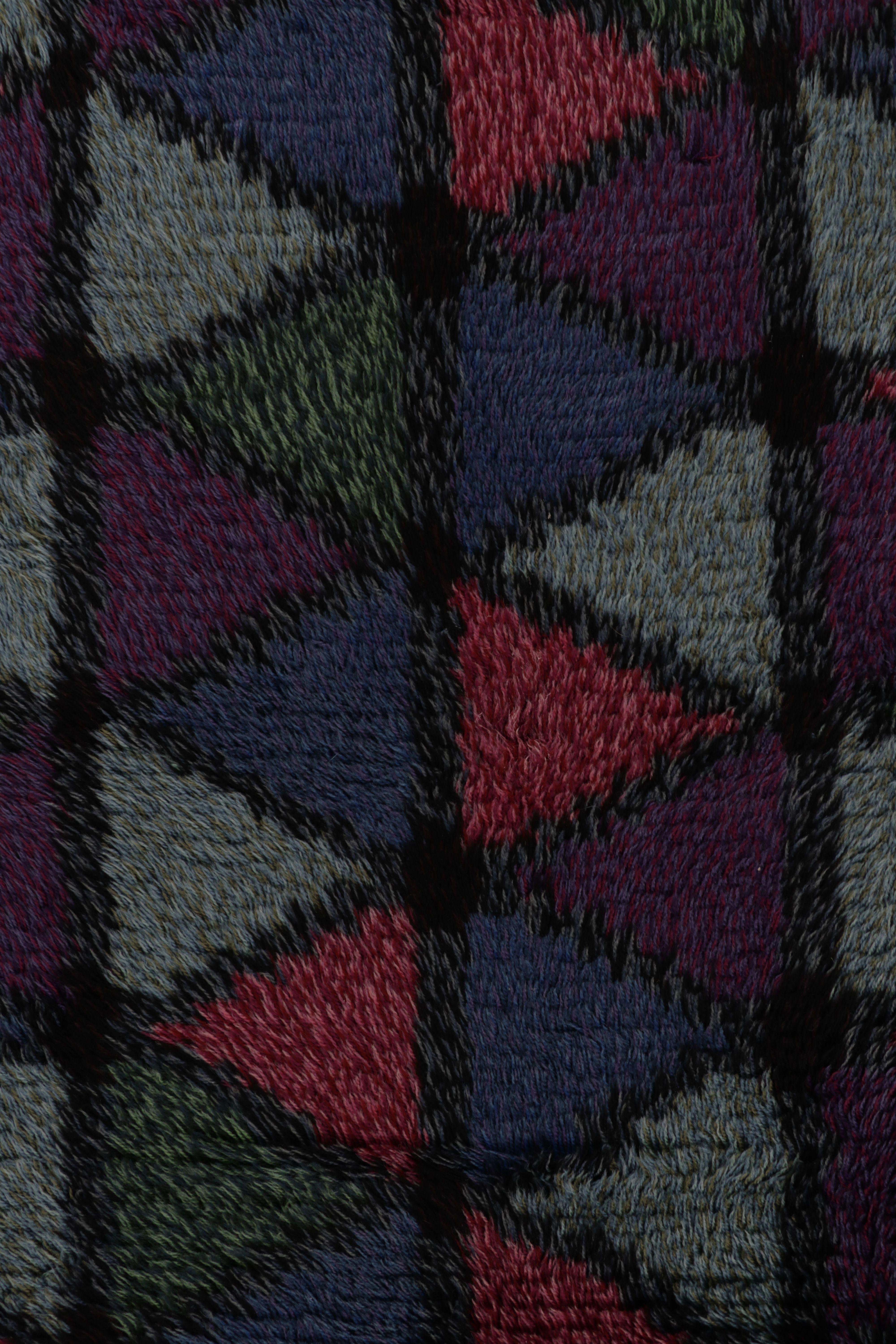 Vintage Swedish Rya Rug, Bunte skandinavische geometrische Muster - Rug & Kilim (Schwedisch) im Angebot