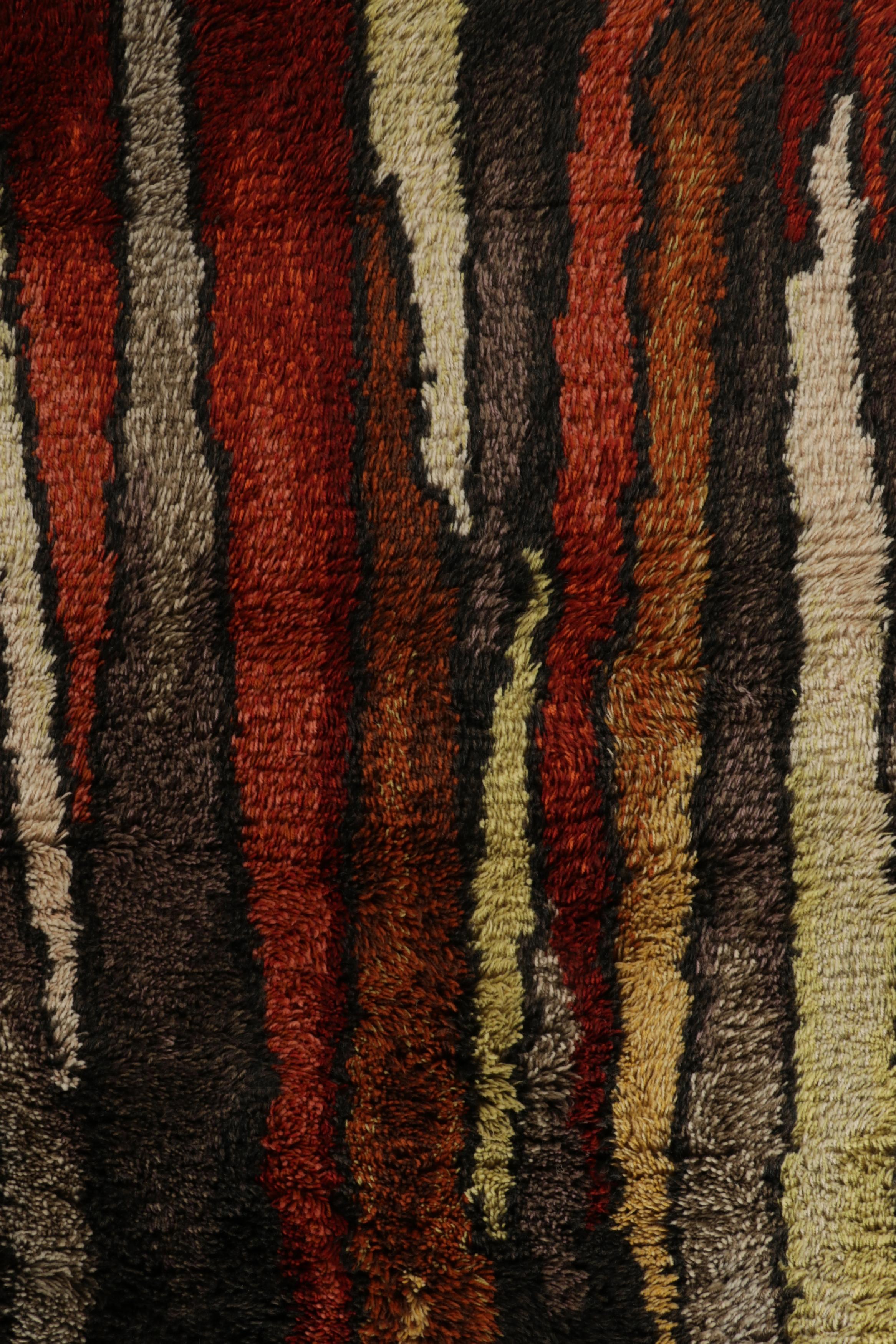 Vintage Swedish Rya Rug, Bunte skandinavische geometrische Muster - Rug & Kilim (Handgeknüpft) im Angebot