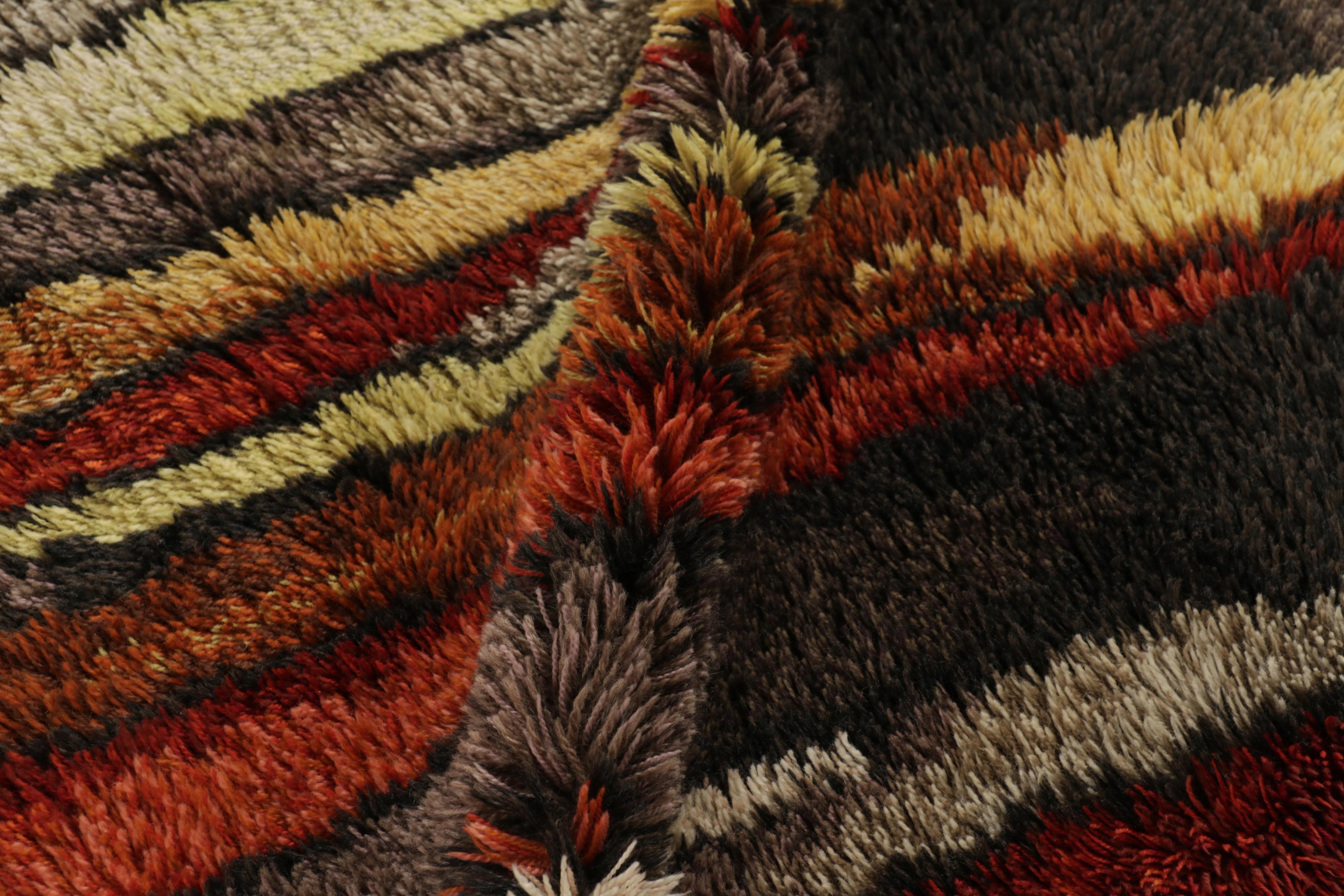 Vintage Swedish Rya Rug, Bunte skandinavische geometrische Muster - Rug & Kilim (Mitte des 20. Jahrhunderts) im Angebot
