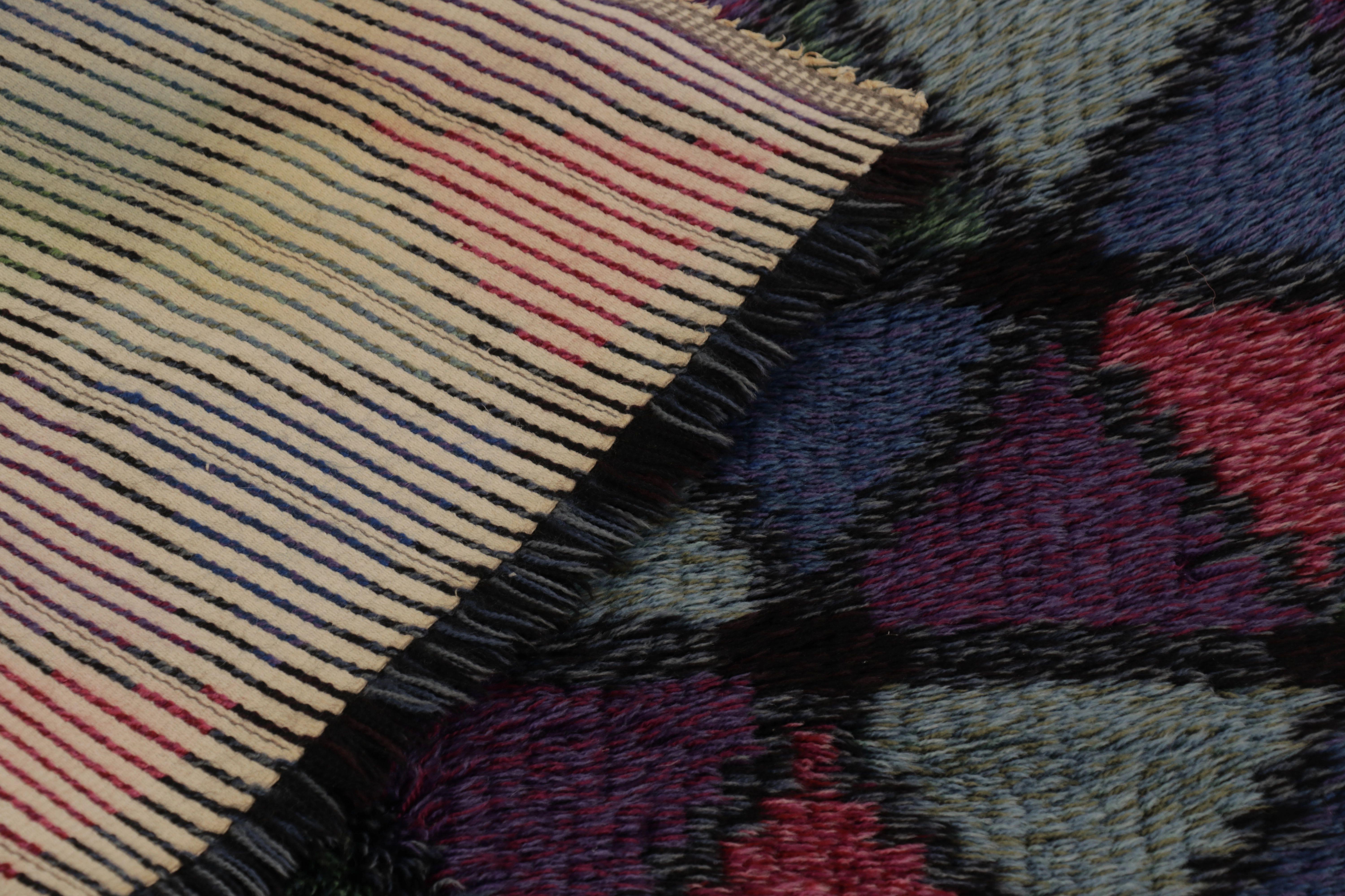 Vintage Swedish Rya Rug, Bunte skandinavische geometrische Muster - Rug & Kilim im Angebot 1