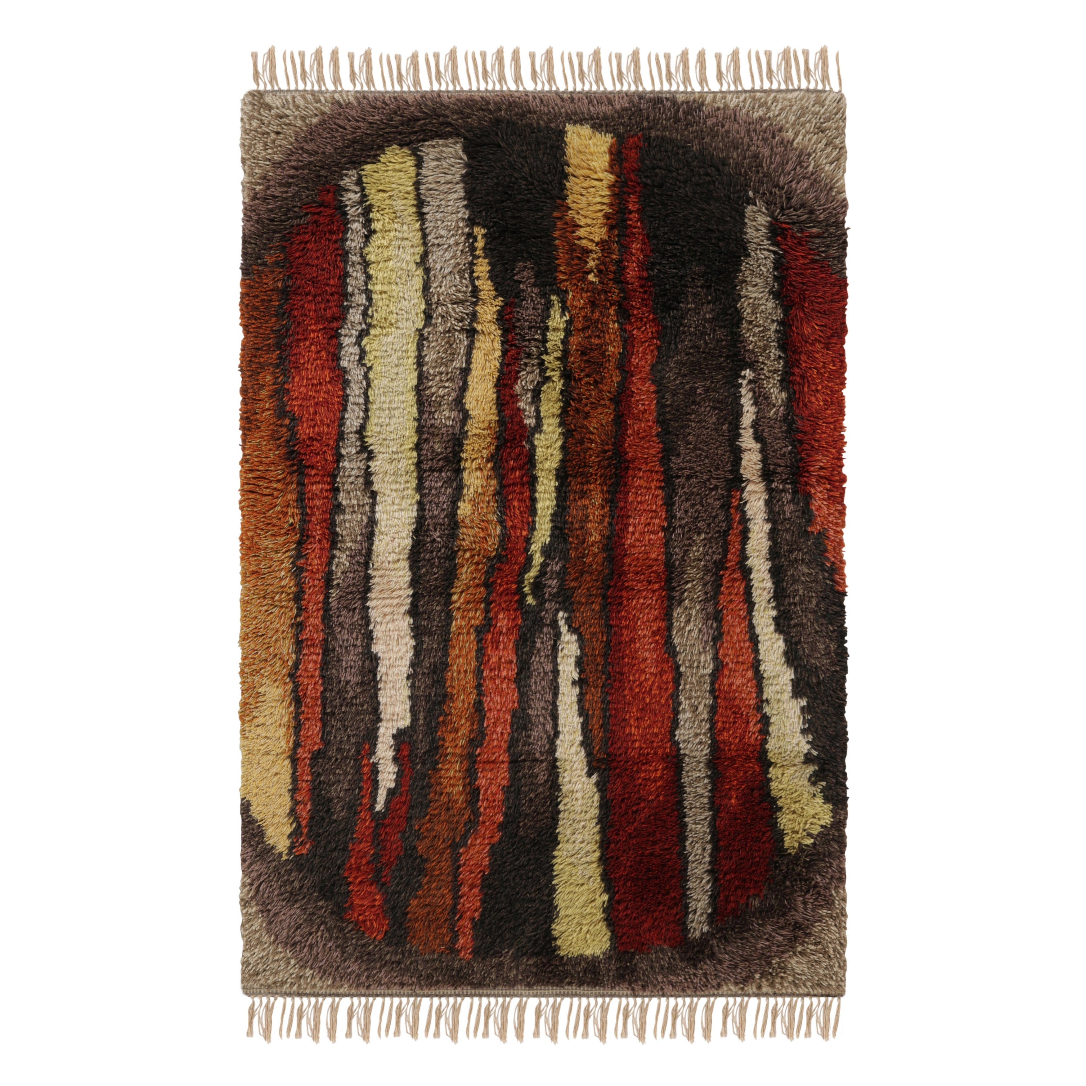 Tappeto vintage svedese Rya, motivi geometrici scandinavi colorati - Rug & Kilim