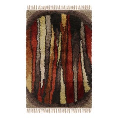 Tappeto vintage svedese Rya, motivi geometrici scandinavi colorati - Rug & Kilim