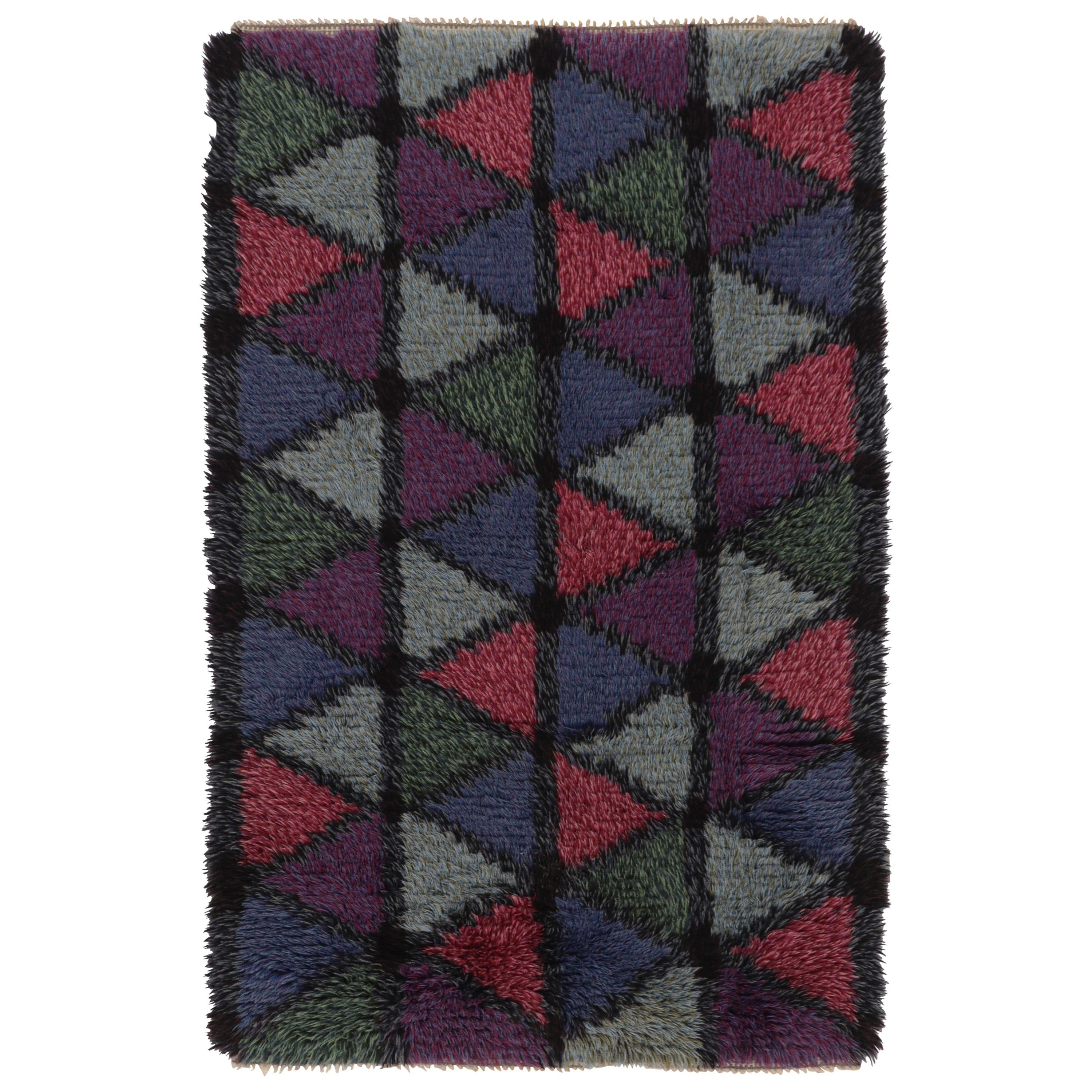 Tappeto vintage svedese Rya, motivi geometrici scandinavi colorati - Rug
Kilim