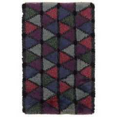 Vintage Swedish Rya Rug, Colorful Scandinavian Geometric Patterns - Rug & Kilim