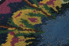 Vintage Swedish Rya Rug, Deep Indigo with Maximalist Abstract - Rug & Kilim