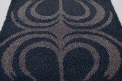Vintage Swedish Rya Rug, Deep Indigo with Scandinavian Abstract - Rug & Kilim