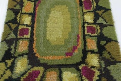 Vintage Swedish Rya Rug, Earth Tones with Mosaic Geometry - Rug & Kilim