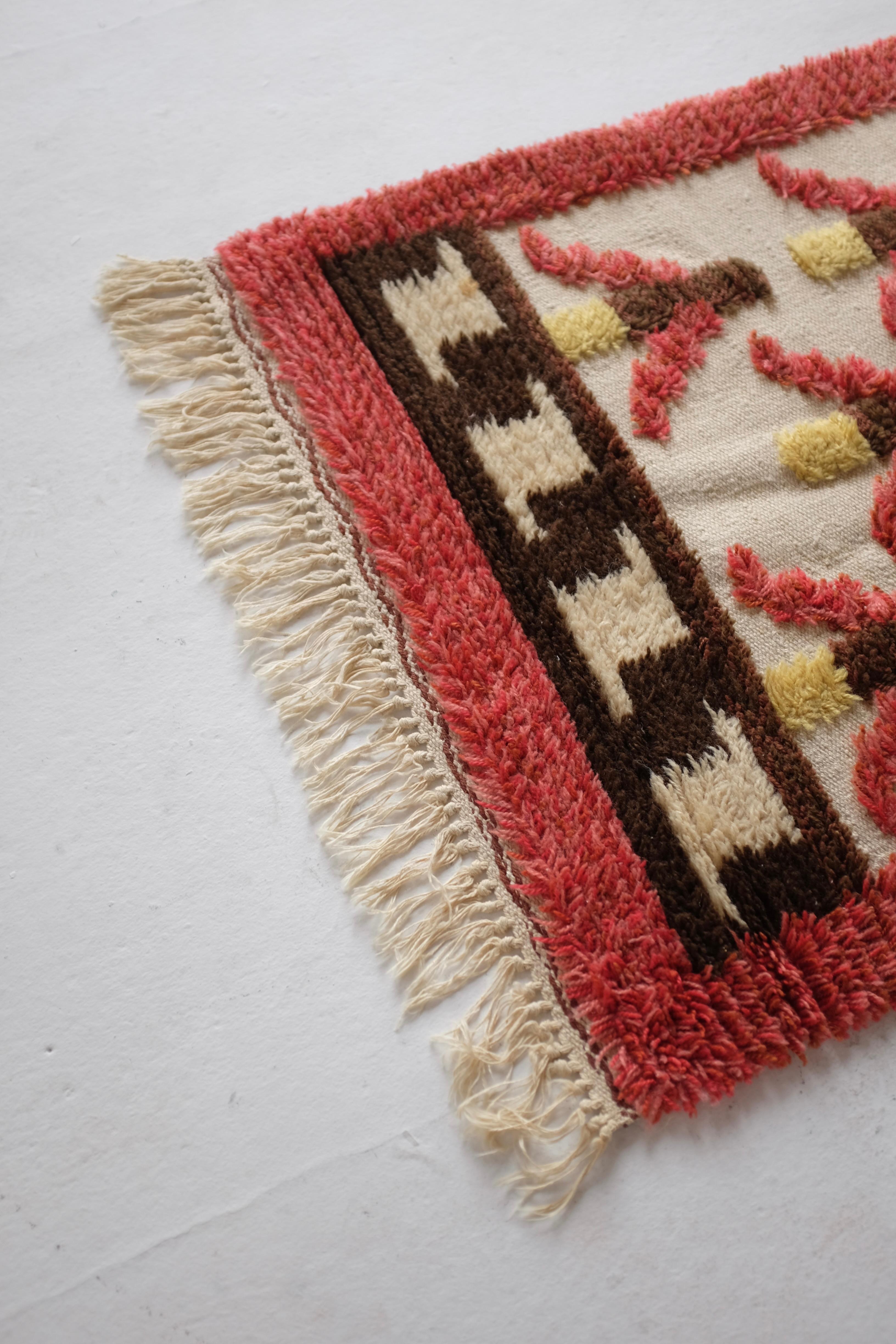 Mid-20th Century Vintage Swedish Rya rug For Sale