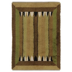 Vintage Swedish Rya Rug, Forest Tones with Vertical Geometry - Rug & Kilim
