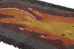 Vintage Swedish Rya Rug, Gray with Scandinavian Flame Pictorial - Rug & Kilim