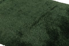 Vintage Swedish Rya Rug, Green Scandinavian Solid High Pile - Rug & Kilim
