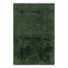 Vintage Swedish Rya Rug, Green Scandinavian Solid High Pile - Rug & Kilim