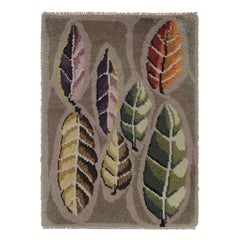 Tappeto vintage svedese Rya, grigio con fiori scandinavi - Rug & Kilim