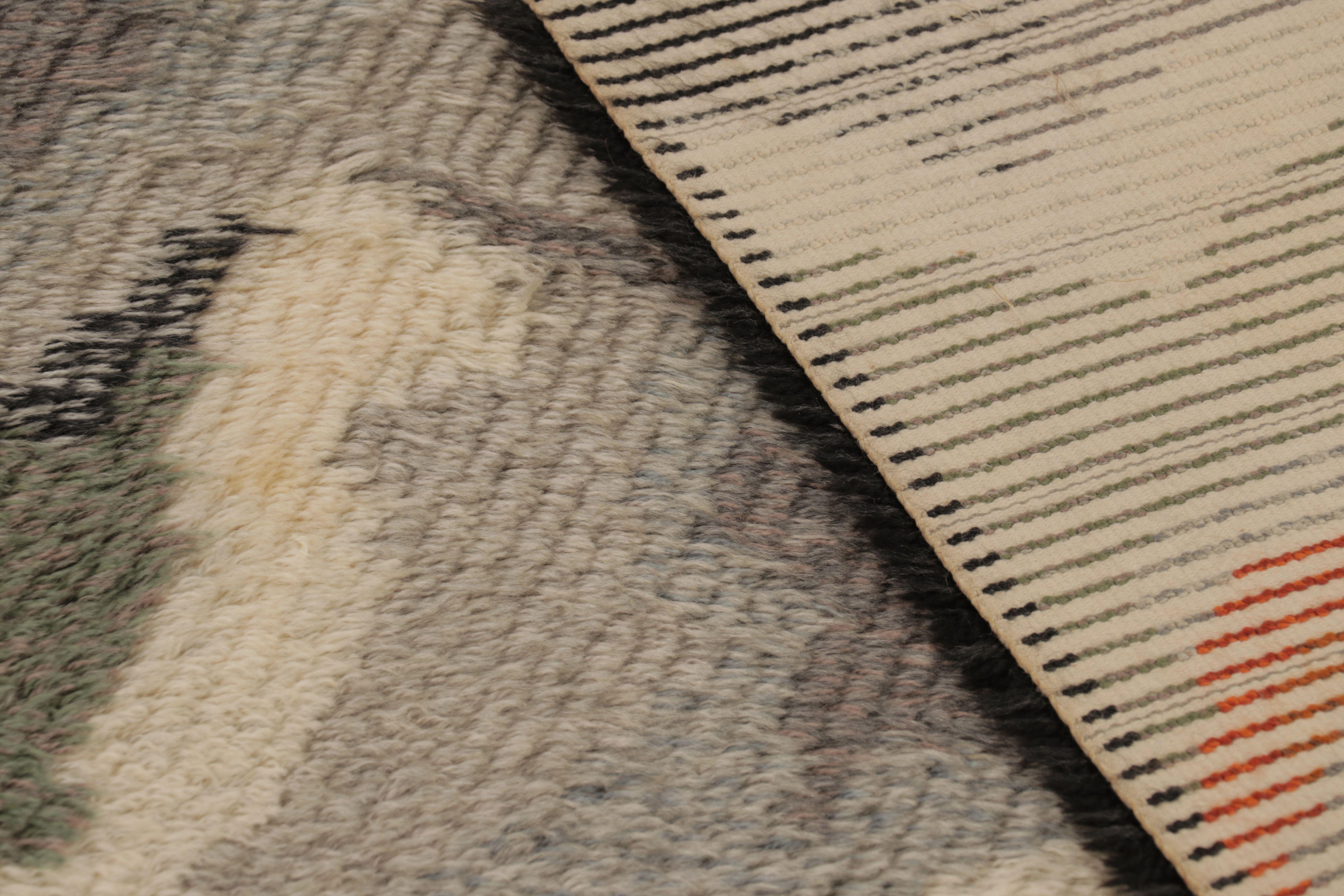 Tappeto Rya svedese vintage in beige-grigio con motivi astratti - Rug & Kilim in vendita 1