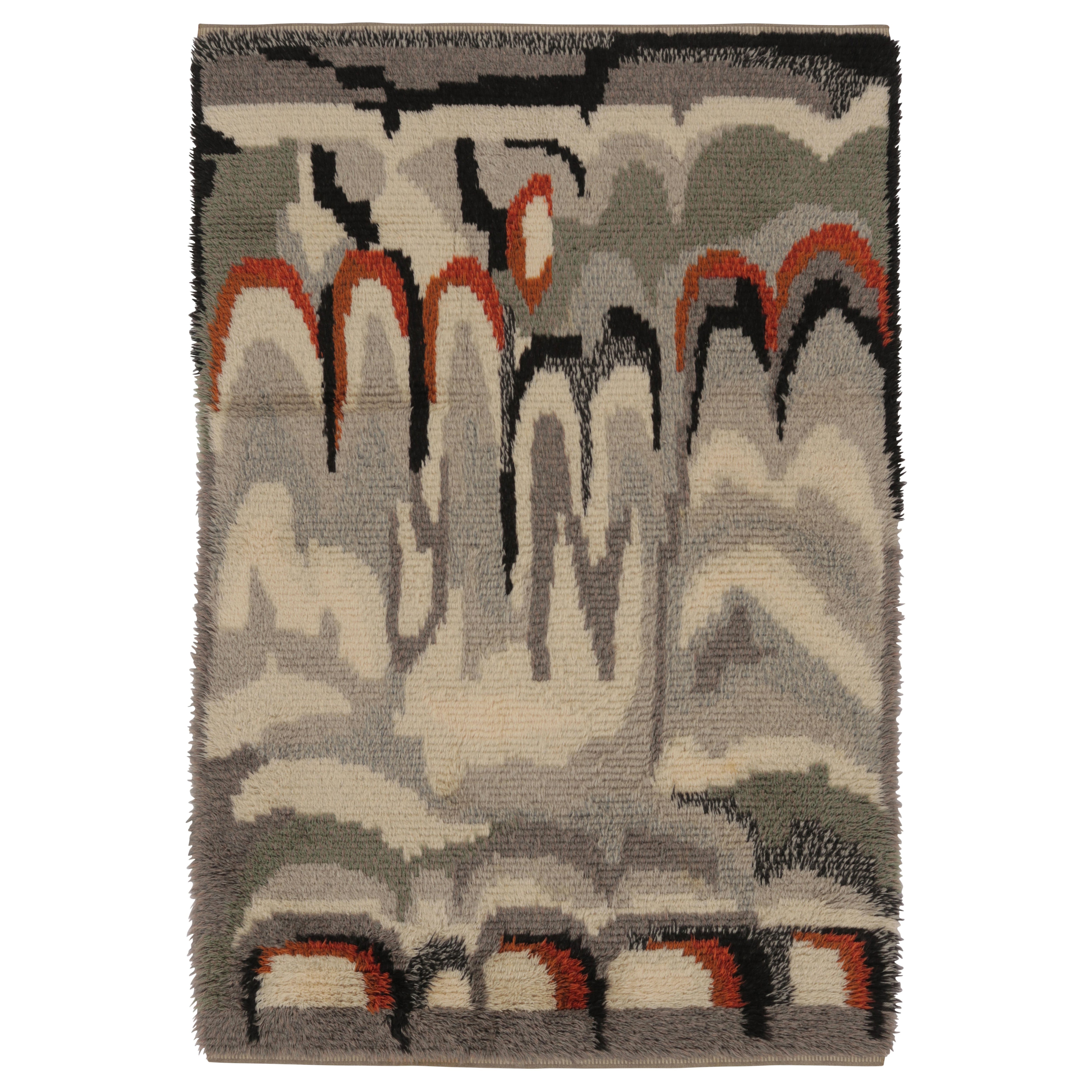 Tappeto Rya svedese vintage in beige-grigio con motivi astratti - Rug
Kilim