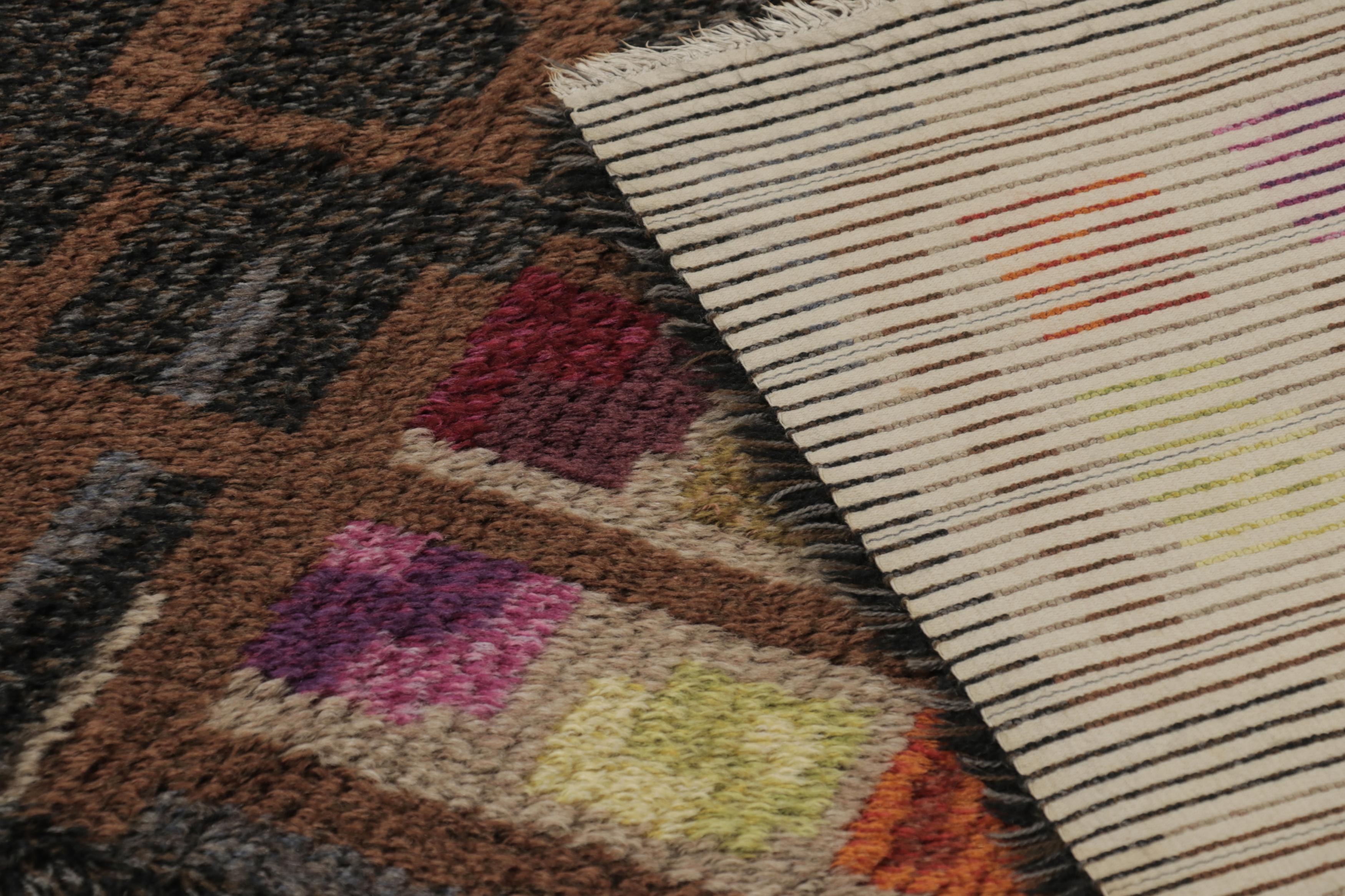 Tapis suédois Vintage Rya à motifs géométriques scandinaves audacieux - Rug & Kilim Bon état - En vente à Long Island City, NY