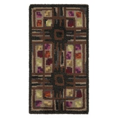 Tapis suédois Vintage Rya à motifs géométriques scandinaves audacieux - Rug & Kilim