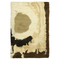 Vintage Swedish Rya Rug in Cream with Earthy Abstract Geometry - Rug 
Kilim
