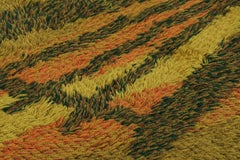 Schwedischer Rya-Teppich in Grün mit geometrischem Muster, Vintage  Rug & Kilim