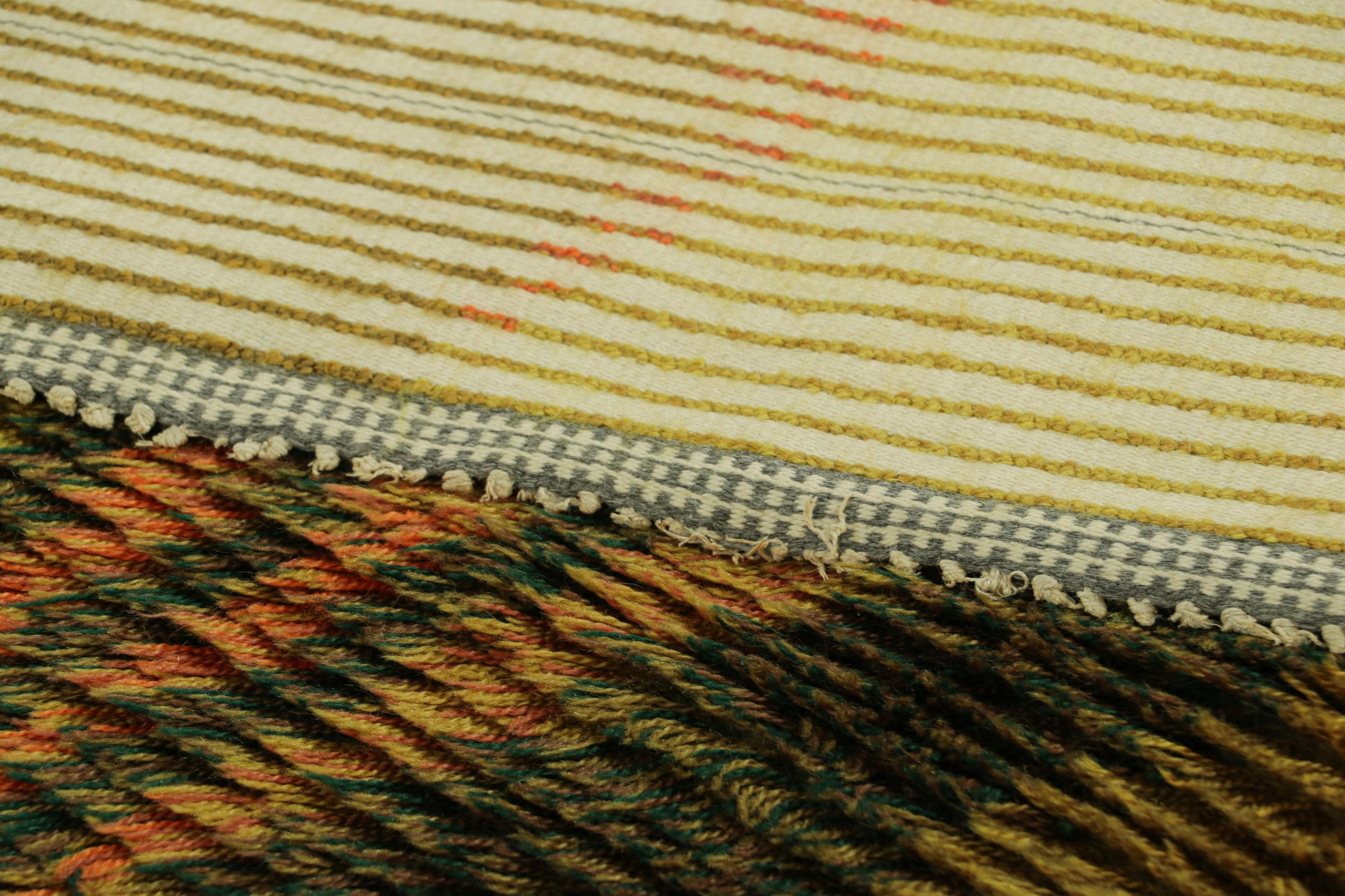 Laine Tapis Rya suédois vintage vert avec motif géométrique  Rug & Kilim en vente