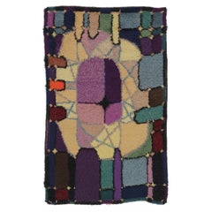 Vintage Swedish Rya Rug in Polychromatic Abstract Mosaic Geometry - Rug & Kilim