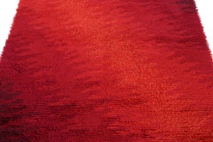 Schwedischer Rya-Teppich im Vintage-Stil in Rot mit geometrischen Mustern  Rug & Kilim