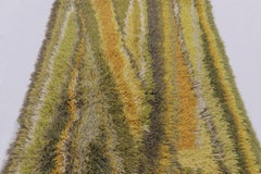 Vintage Swedish Rya Rug in Yellow and Green Geometric Design - Rug & Kilim