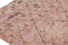 Vintage Swedish Rya Rug, Light Pink Scandinavian Diamond Lattice - Rug & Kilim