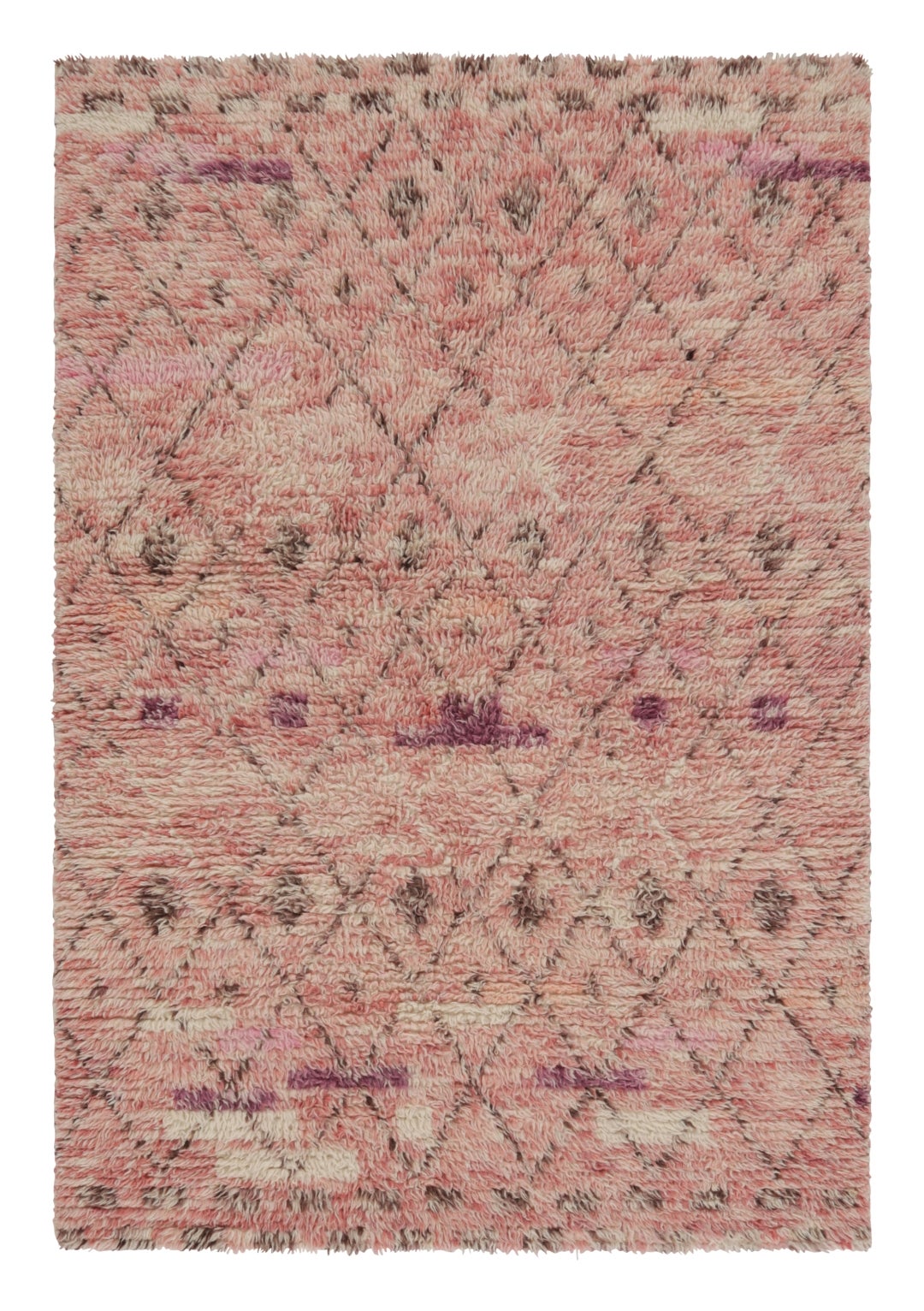 Tappeto vintage svedese Rya, rosa chiaro scandinavo a reticolo di diamanti - Rug 
Kilim in vendita