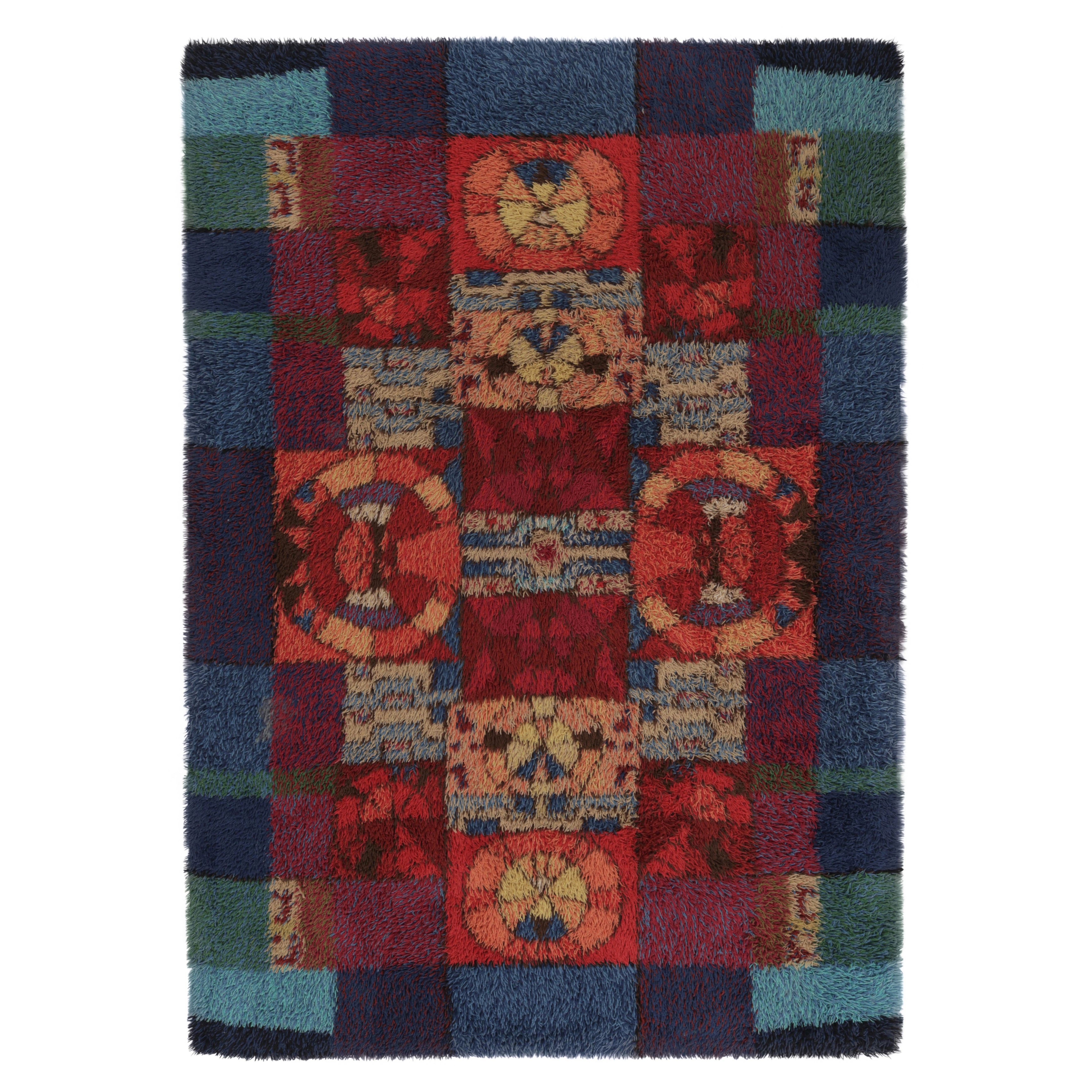 Tappeto Rya svedese vintage, medaglioni vichinghi rosso rubino massimalisti - Rug
Kilim