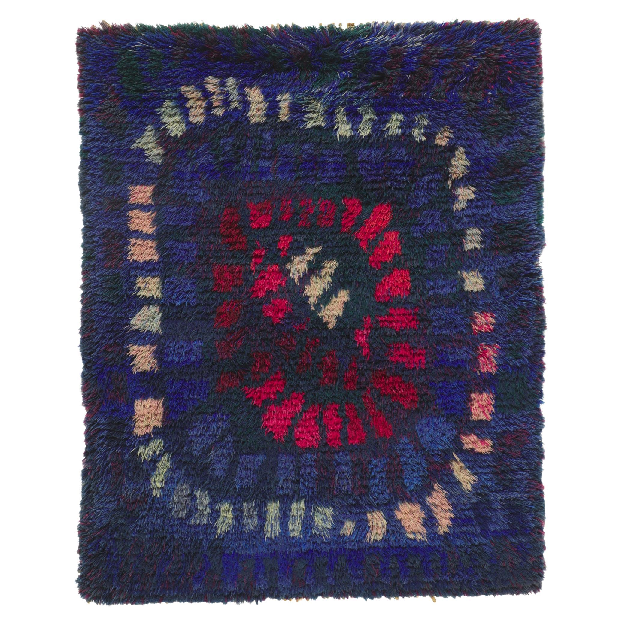 Vintage Swedish Rya Rug, Midsommar by Viola Gråsten