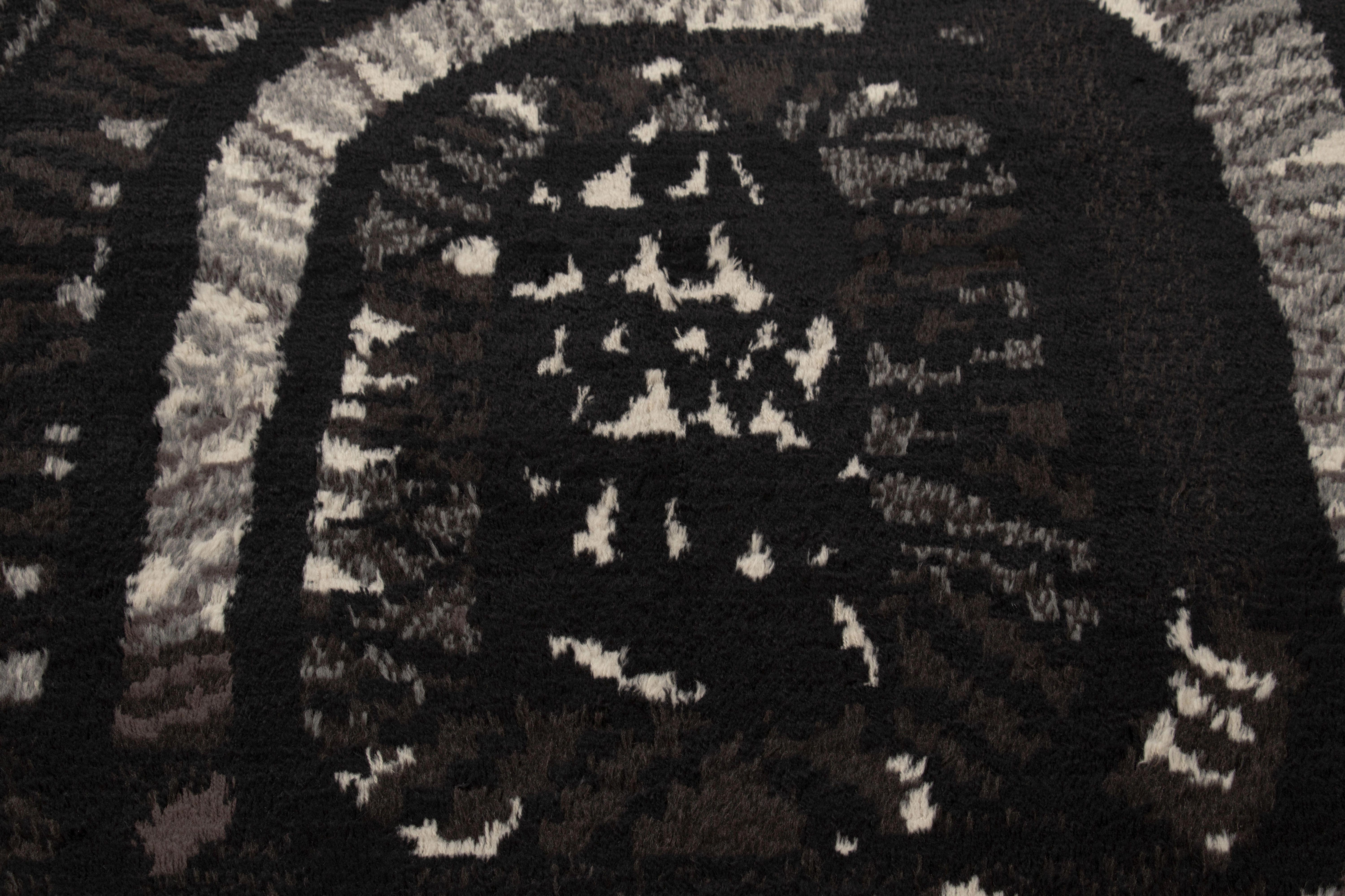 Scandinavo moderno Tappeto Rya svedese vintage, monocromatico astratto - Rug & Kilim in vendita