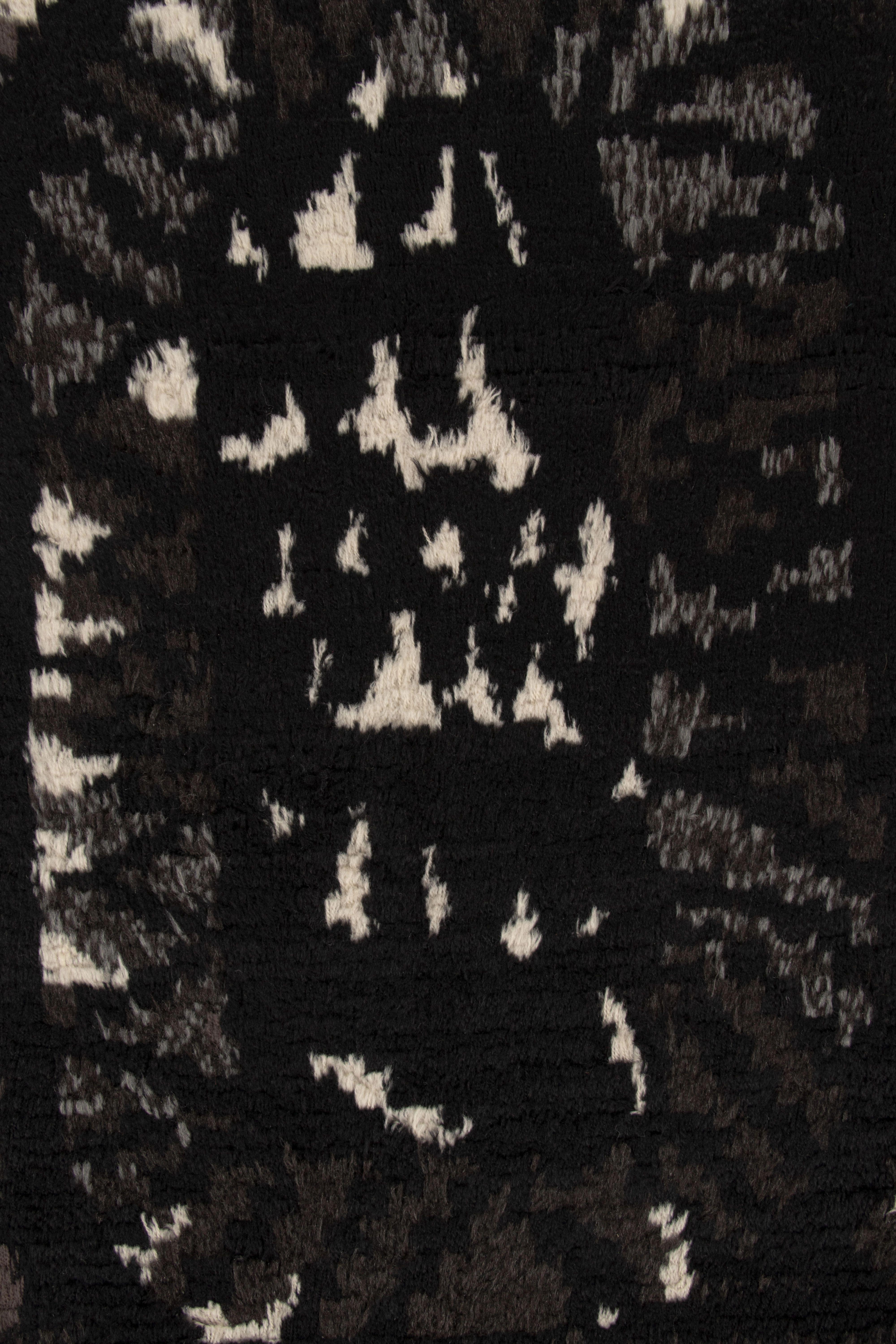 Annodato a mano Tappeto Rya svedese vintage, monocromatico astratto - Rug & Kilim in vendita