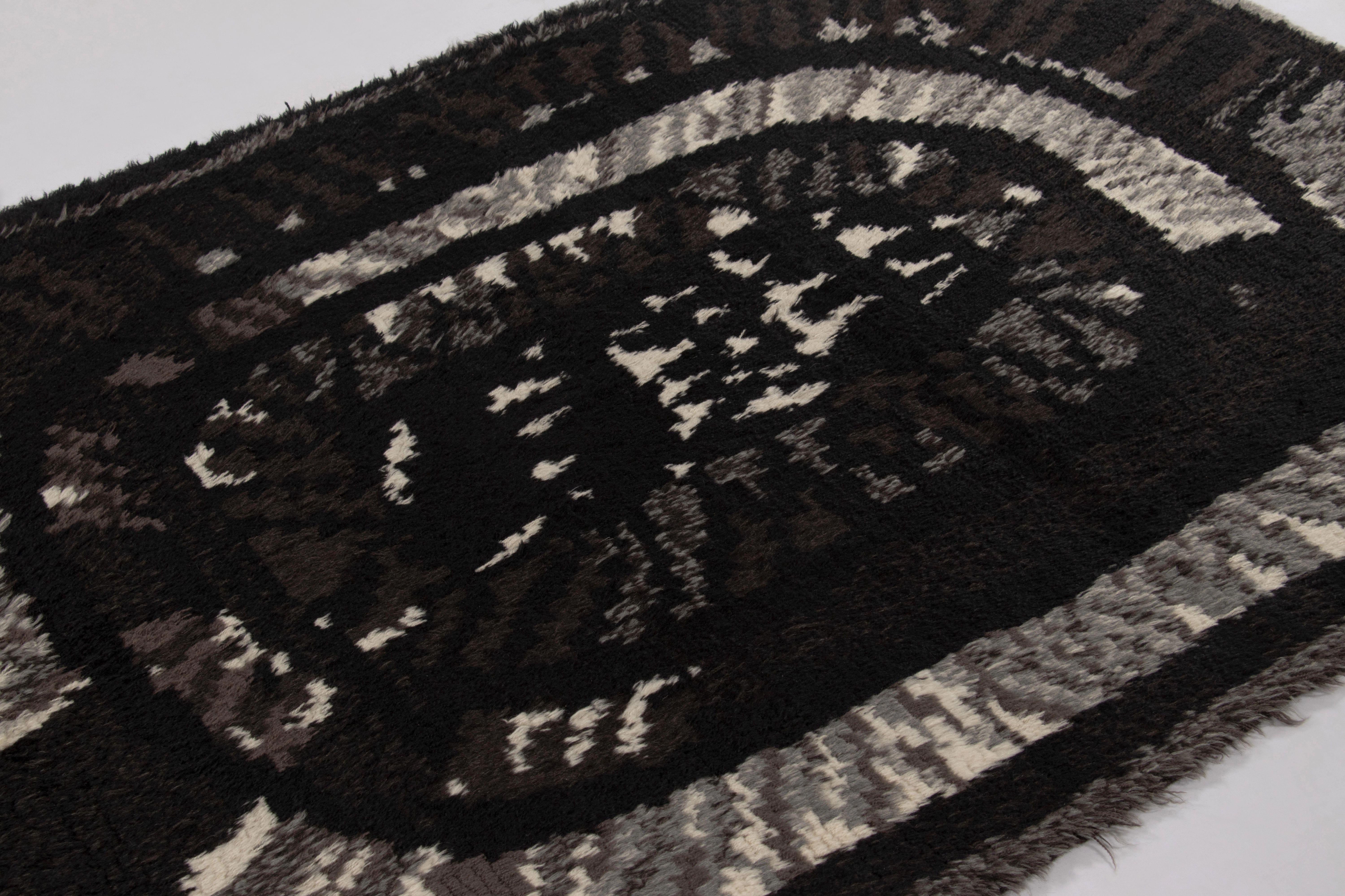 Tappeto Rya svedese vintage, monocromatico astratto - Rug & Kilim In condizioni buone in vendita a Long Island City, NY